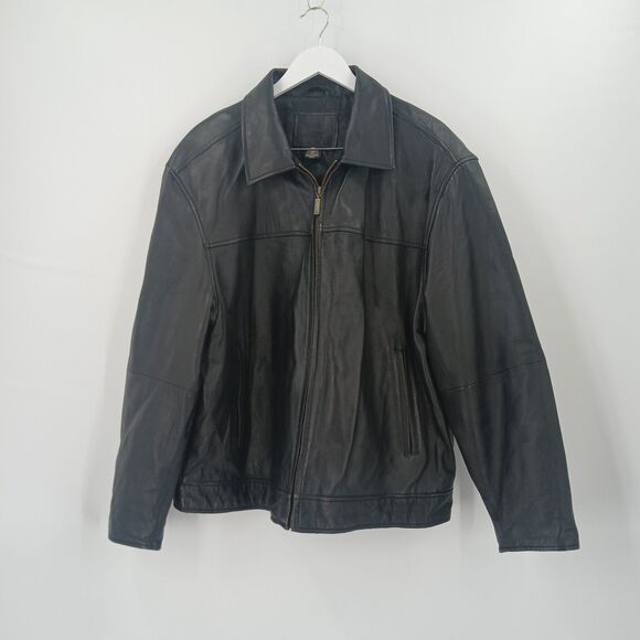 Saddlebred Leather Jacket Mens XL Black Bomber Flight Classic Aesthetic